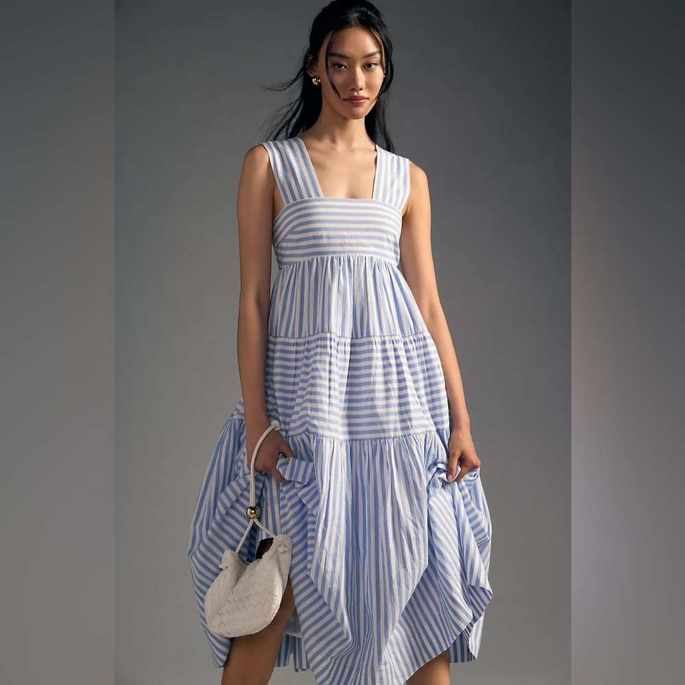 Anthropologie The Helena Square-Neck Babydoll Dress, Sz Small